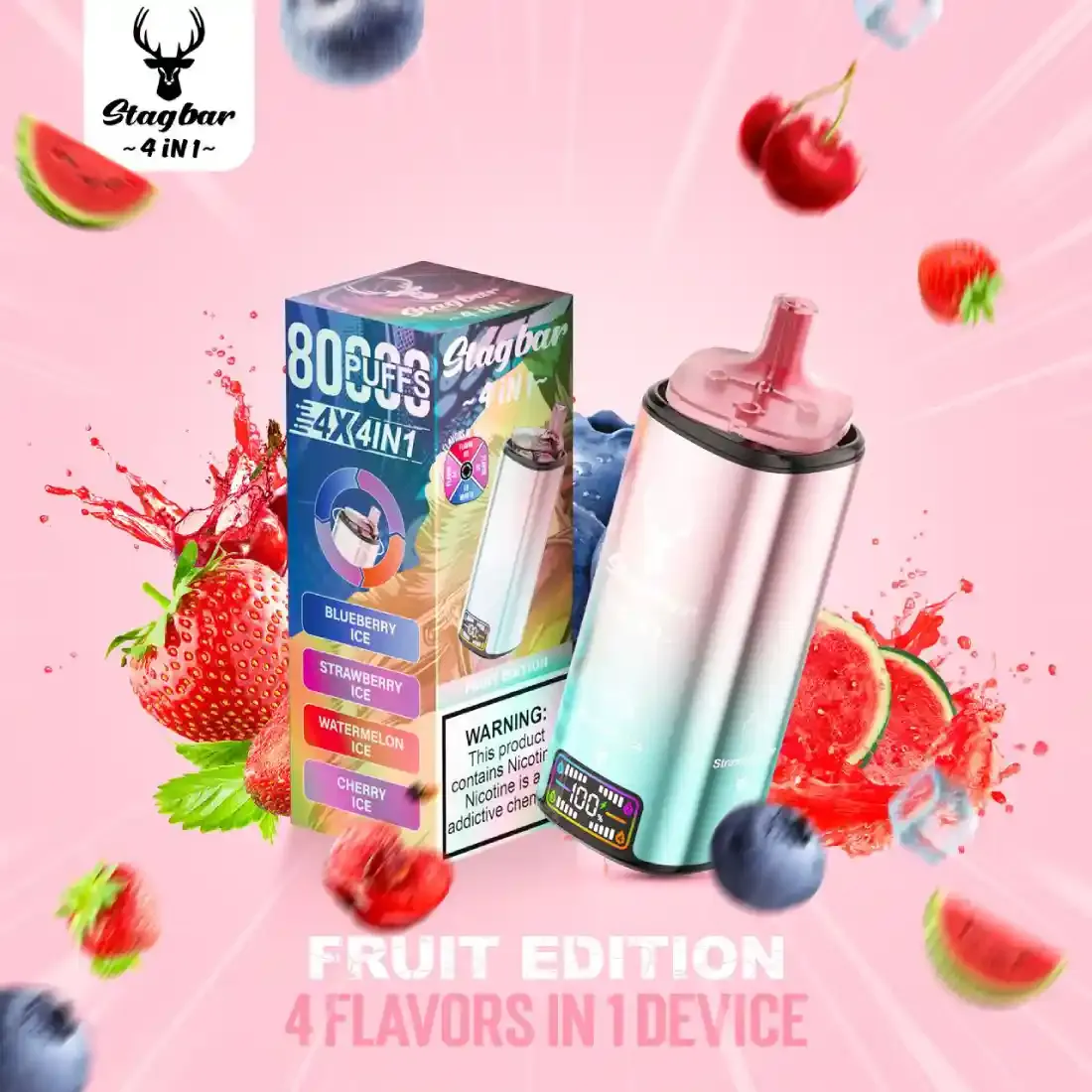 STAG BAR Vaper 4 Sabores en 1 Dispositivo 80000 Puffs Fruit Edition