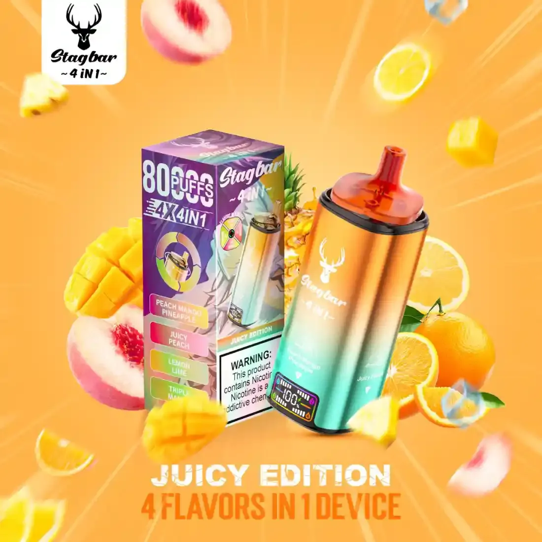 STAG BAR Vaper 4 Sabores en 1 Dispositivo 80000 Puffs Juicy Edition